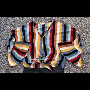 Size SMALL! Multi striped button down blouse!